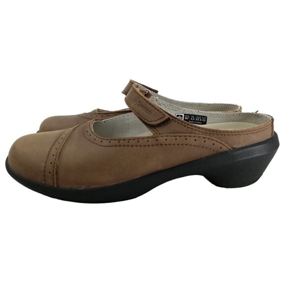 Spenco Slip On Leather Mules Clogs Shoes Size 7 EU 37.5 Brown Comfort Adjustable - Picture 6 of 11